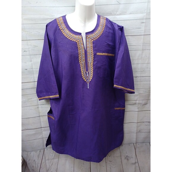 Kirat Mens Kameez Purple Pakistani Indian Qamees Shalwar Kurti Tunic F One Size - Picture 1 of 7